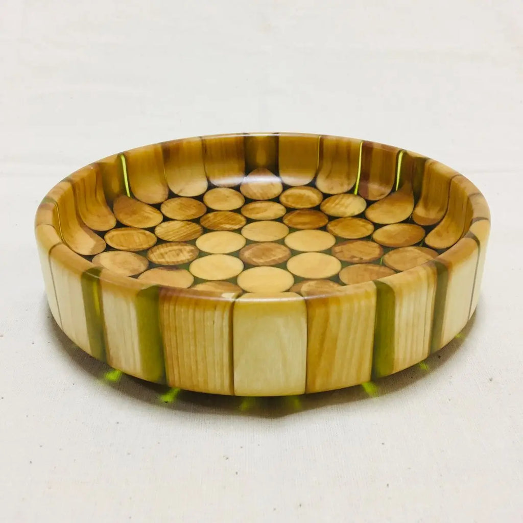Elegant Resin Craft Wooden Angel Bowl Handmade Web Pattern Rustic Fruit Salad Serving Dish Kitchen Table Home Decor
