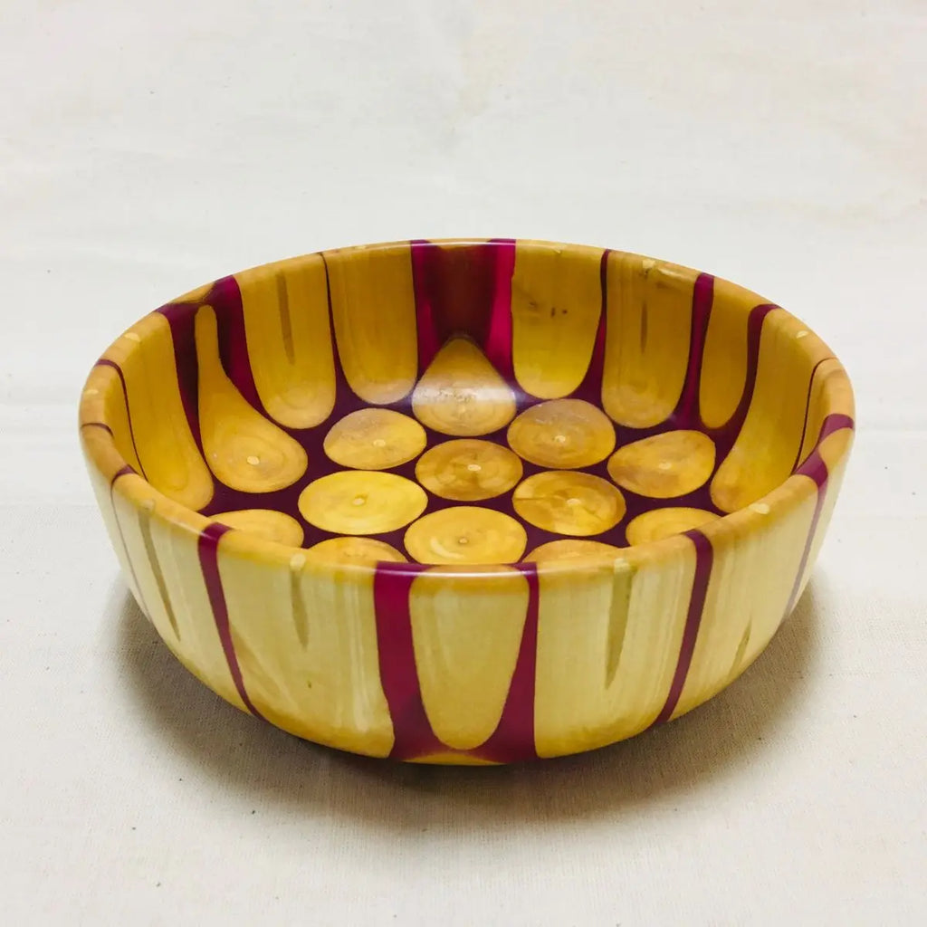 Elegant Resin Craft Wooden Angel Bowl Handmade Web Pattern Rustic Fruit Salad Serving Dish Kitchen Table Home Decor
