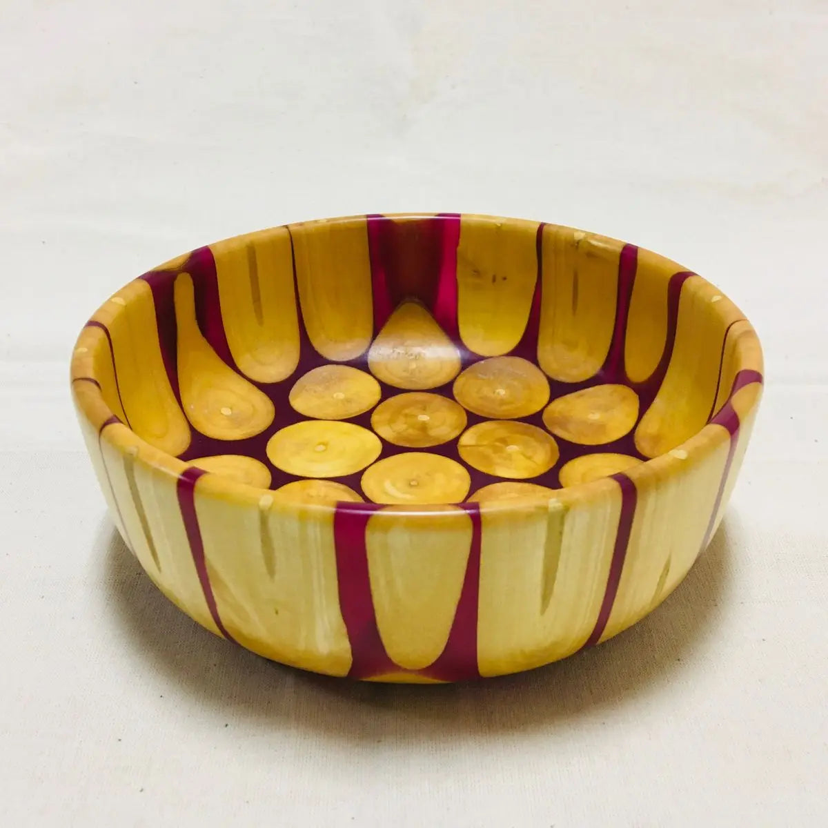 Elegant Resin Craft Wooden Angel Bowl Handmade Web Pattern Rustic Fruit Salad Serving Dish Kitchen Table Home Decor