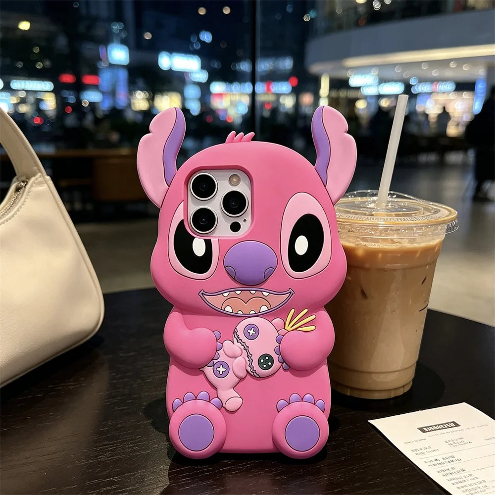 Kawaii 3D Cartoon Stitch Silicone Soft Phone Case for iPhone 15 plus 16 Pro 17 16 15 14 13 12 11 17 Pro Max Cover Shockproof Cas