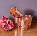 Pure Copper Glass Beer Mug Shiny Mirror Polished Finish 100% Pure Natural Copper Classic Floral Pattern Eco-Friendly Crescent