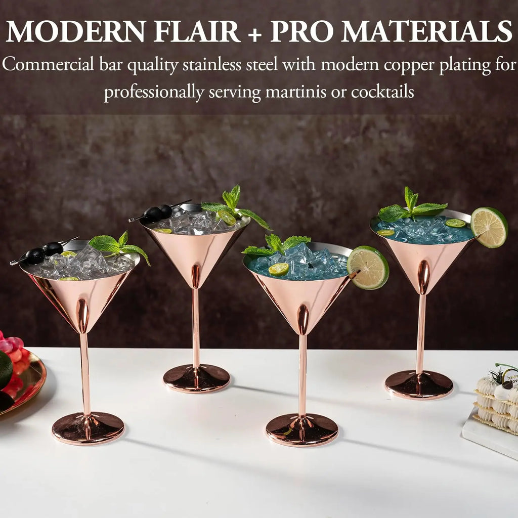 Premium Stainless Steel Rose Gold Martini Glasses