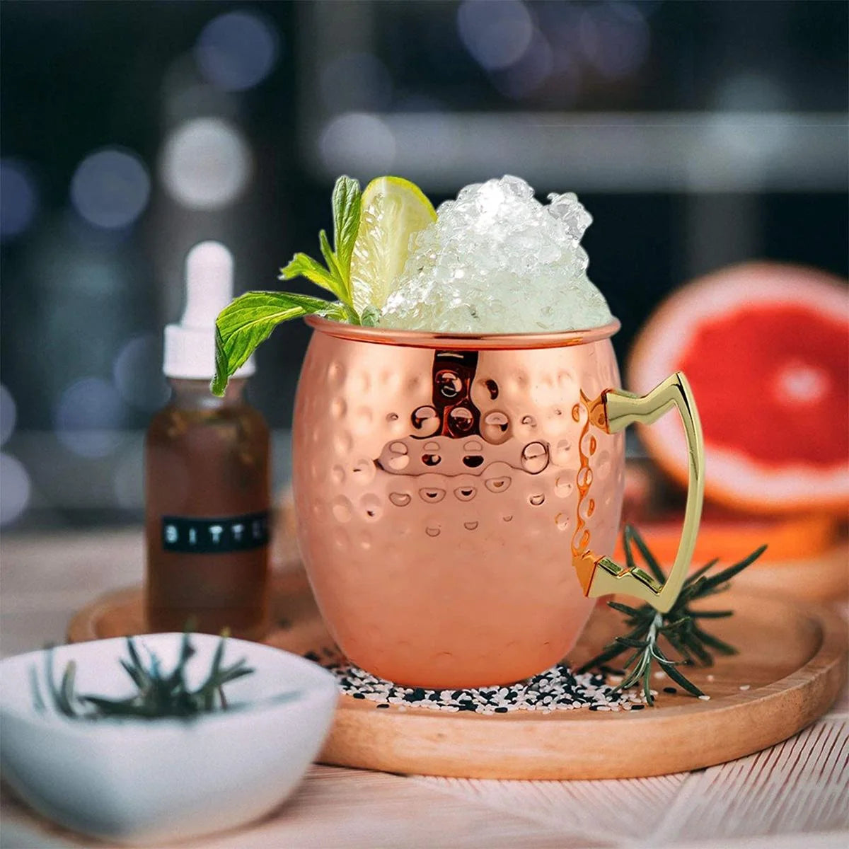 Pure Copper Glass Beer Mug Shiny Mirror Polished Finish 100% Pure Natural Copper Classic Floral Pattern Eco-Friendly Crescent