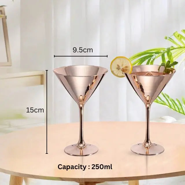 Premium Stainless Steel Rose Gold Martini Glasses