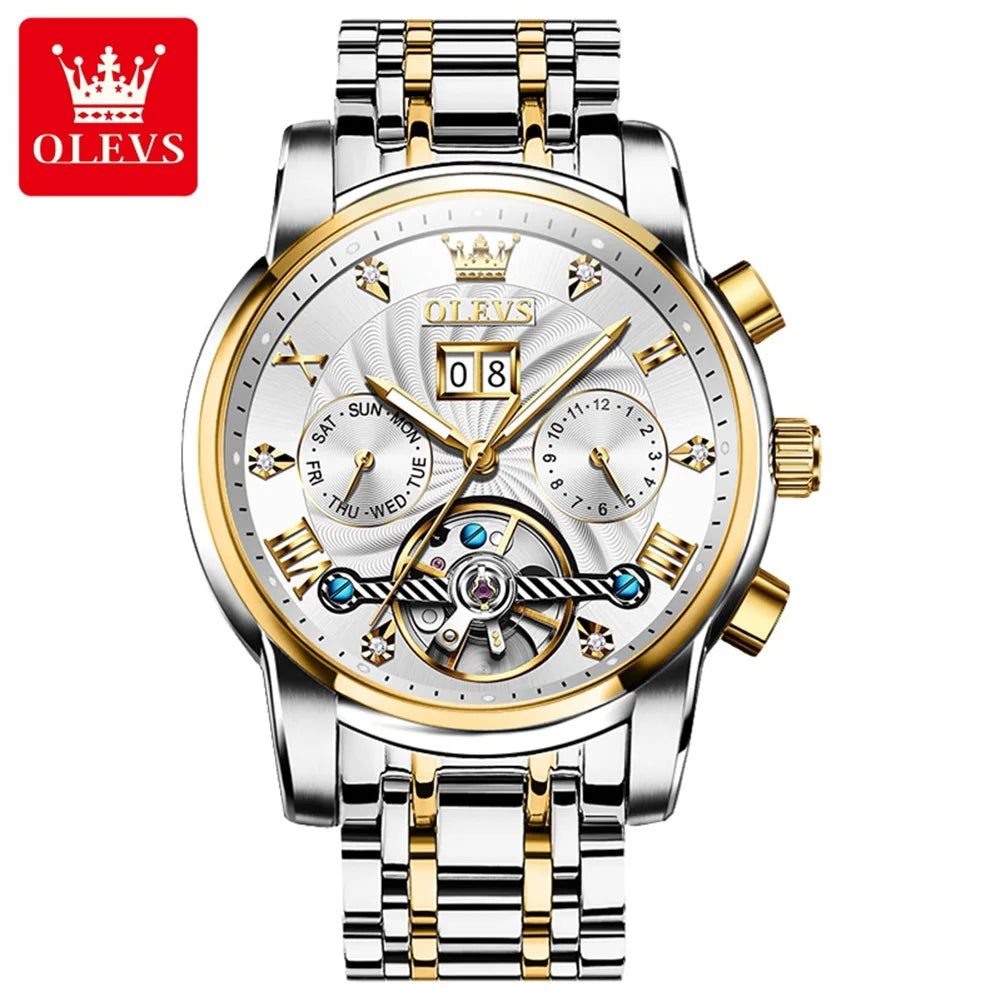 Olevs Tourbillon Mechanical Mens Wrist Watch