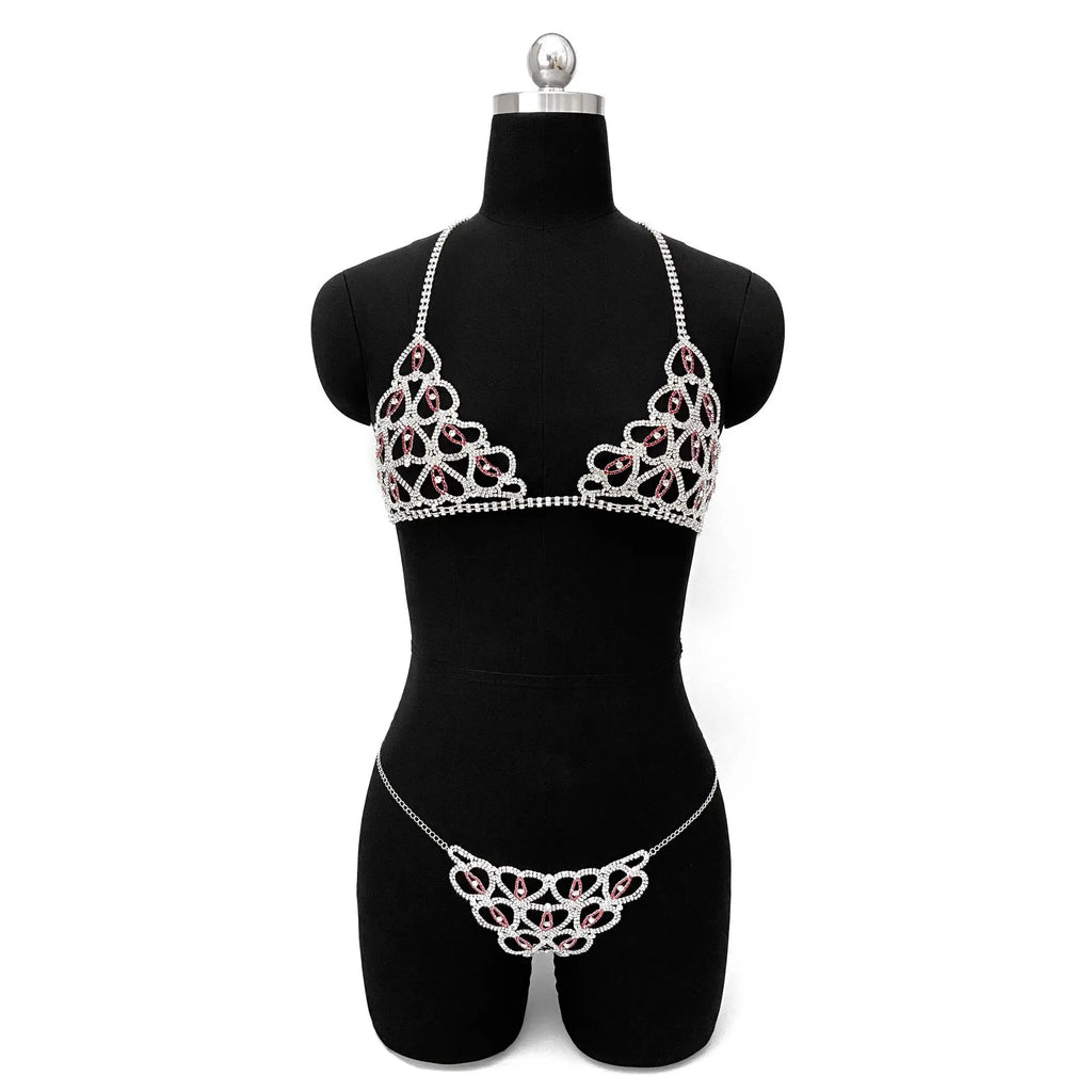 Body Chain Harness for Women Bikini Bra and Thong Set