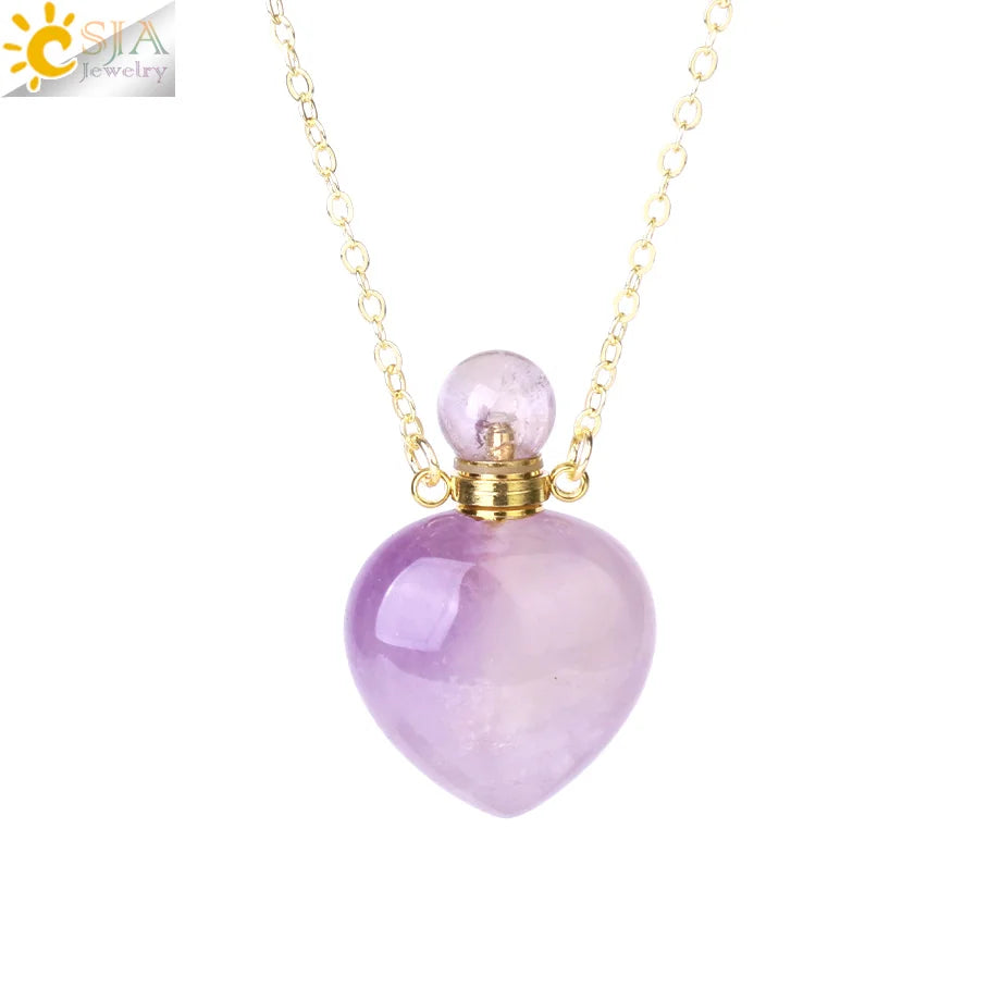 Fillable Crystal Jewelry Natural Stone Pendant Necklace