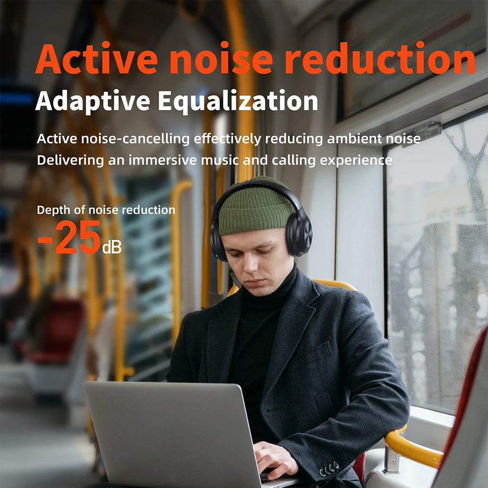 QERE E80 2025 Hot Selling Wireless Headphones Active Noise Cancelling 40mm Speaker 25dB ANC