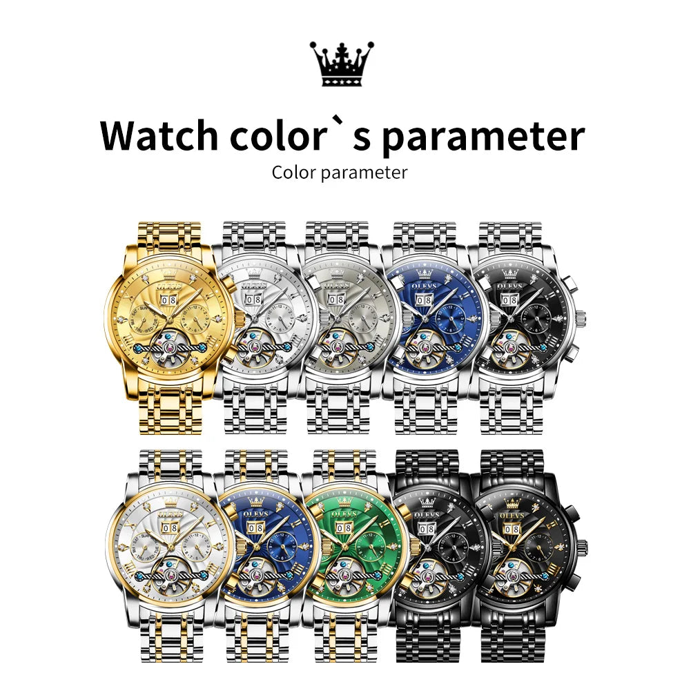 Olevs Tourbillon Mechanical Mens Wrist Watch