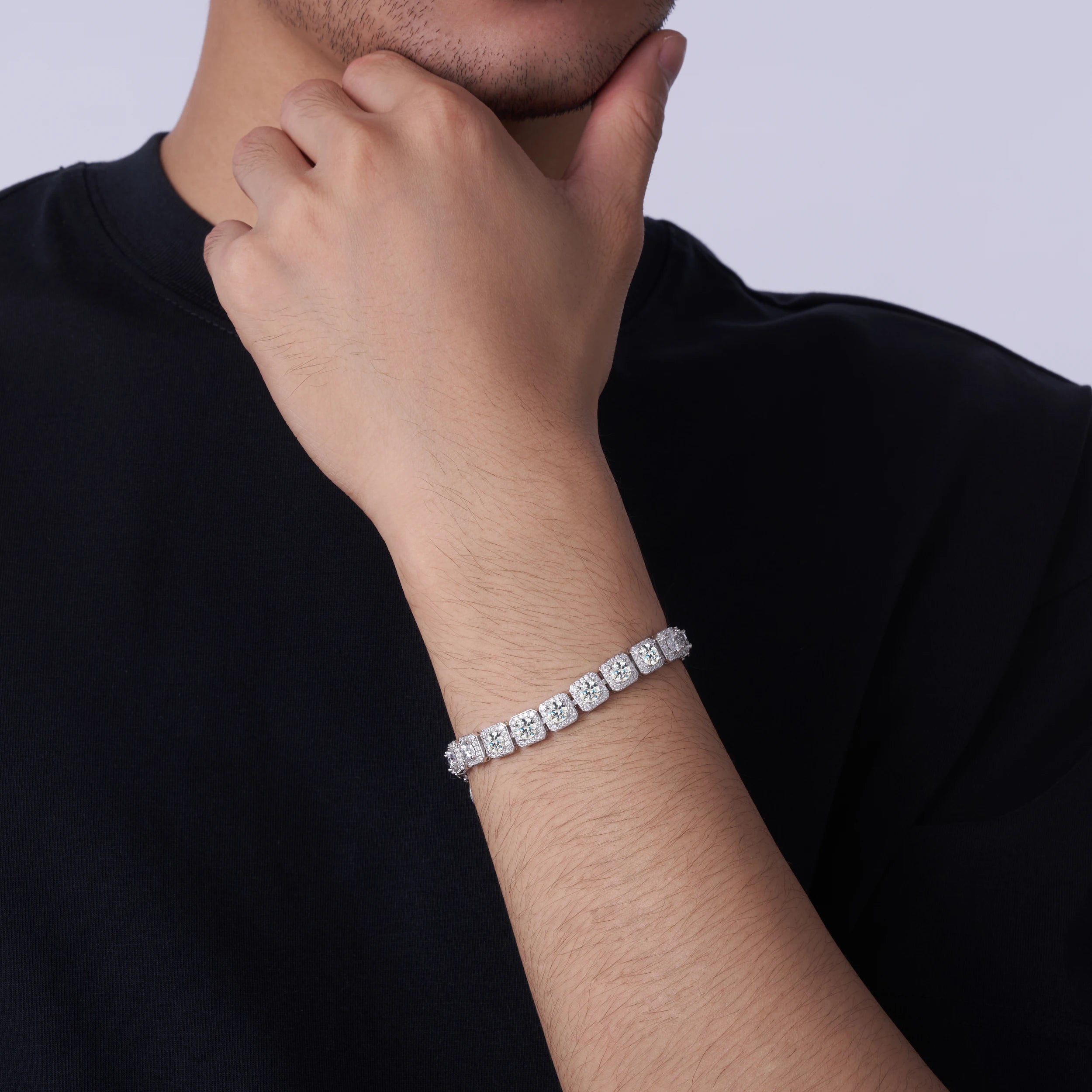 925 silver Octagon Iced Bracelet