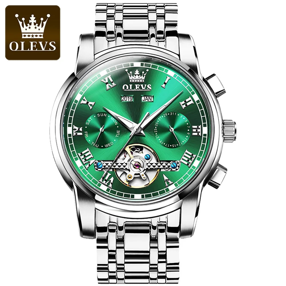 OLEVS Men's Automatic Mechanical Watch Tourbillon Waterproof