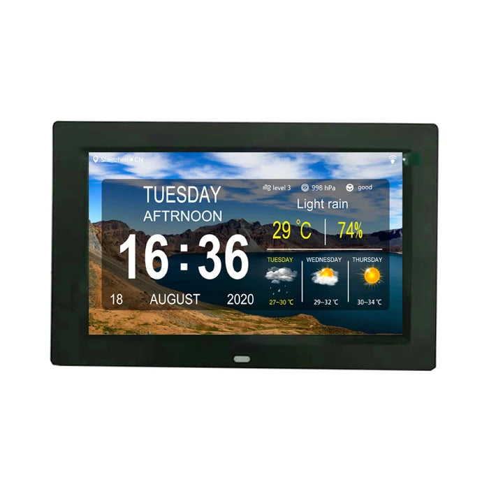 10 Inch Large Table Display 3 Alarms 8 Languages 5 Medicine Reminder White Wifi Led Clock With Photo Video Playback