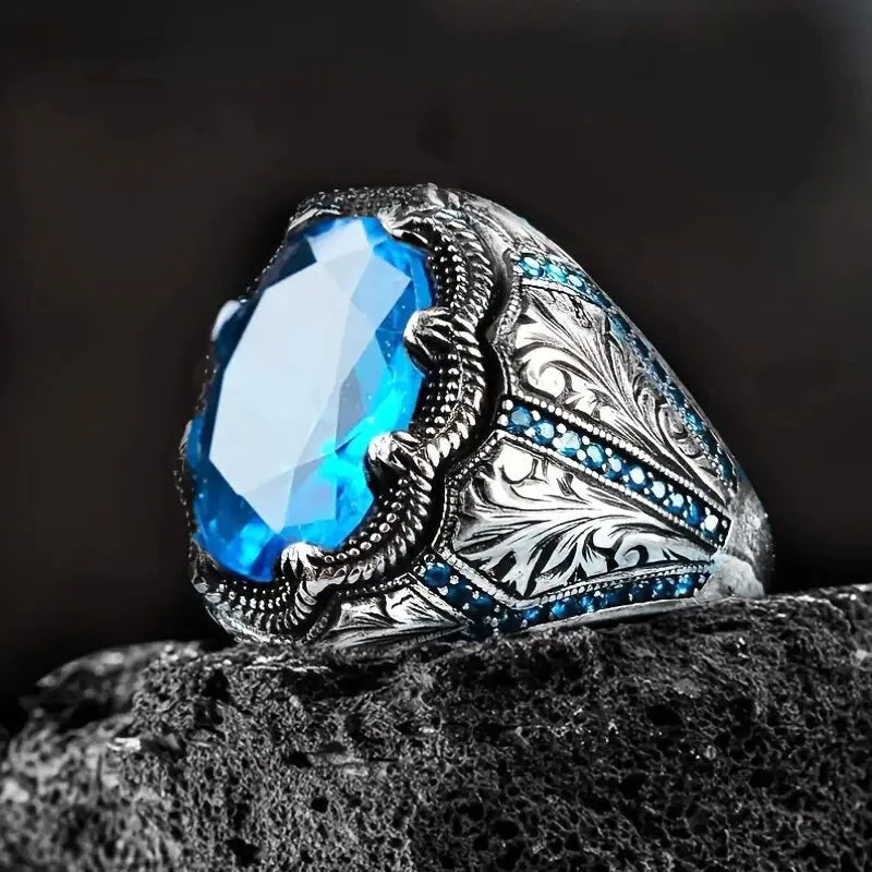 Vintage Pattern Classic Brass Women's Ring Lab Grown Diamond Creative Wide Finger Bold Fashion Hand Accessory