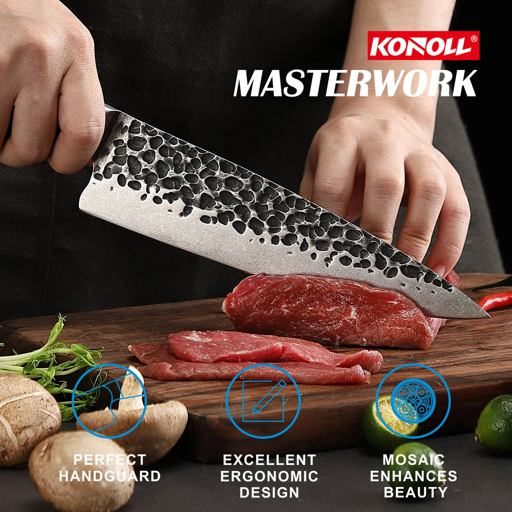 High Quality Professional Handmade Forged Cooking Knife Set 5 Pcs Kitchen Chef Santoku Utility Knife Set