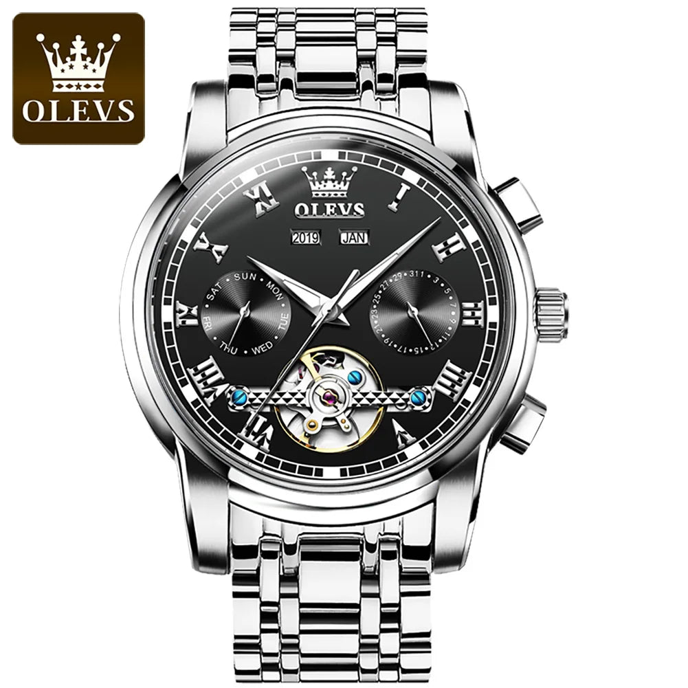 OLEVS Men's Automatic Mechanical Watch Tourbillon Waterproof
