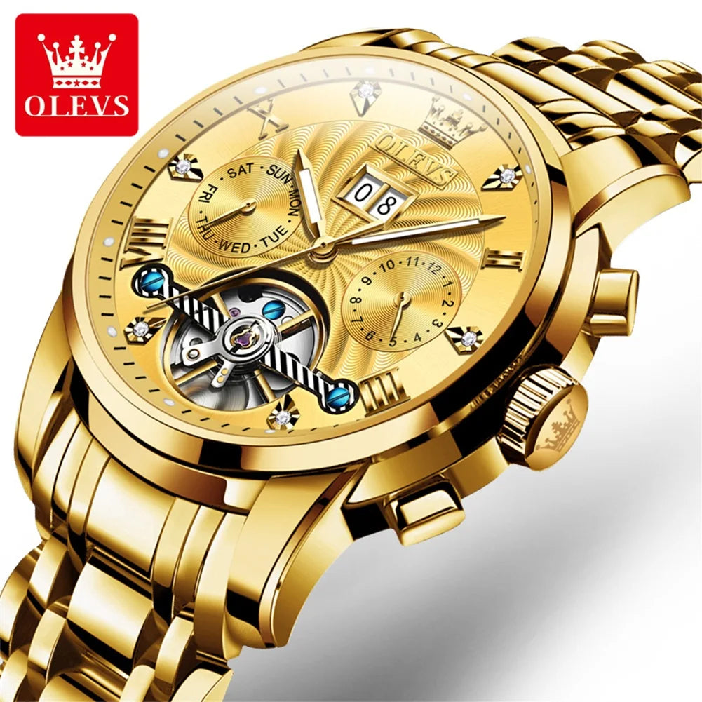 Olevs Tourbillon Mechanical Mens Wrist Watch