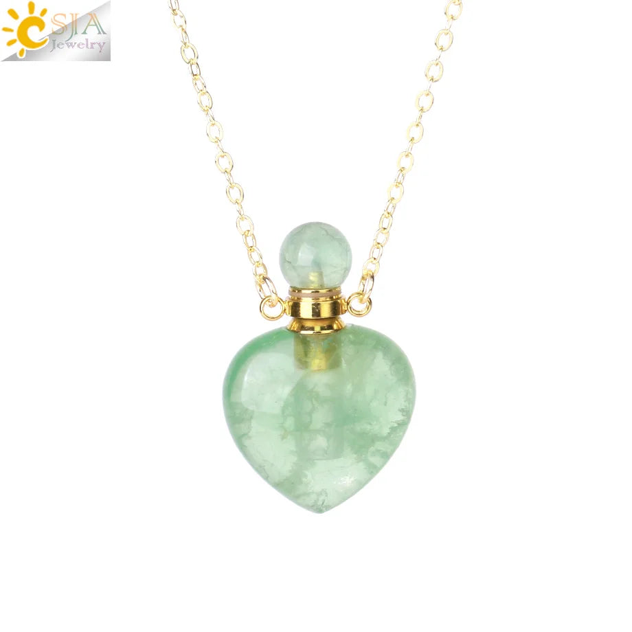 Fillable Crystal Jewelry Natural Stone Pendant Necklace