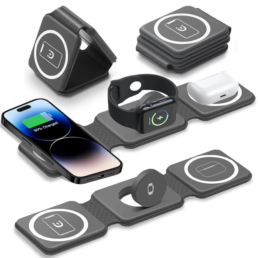 Strong Magnetic Fast Charger Mobile Phone Holder 3 in 1 Foldablw Wireless Chargers for iPhone 17 Pro Max