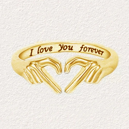 Heart Love Gesture Engraved Classic Brass Statement Ring Sweet Minimalist Fashion Daily Wear Engagement Party Gift Jewelry