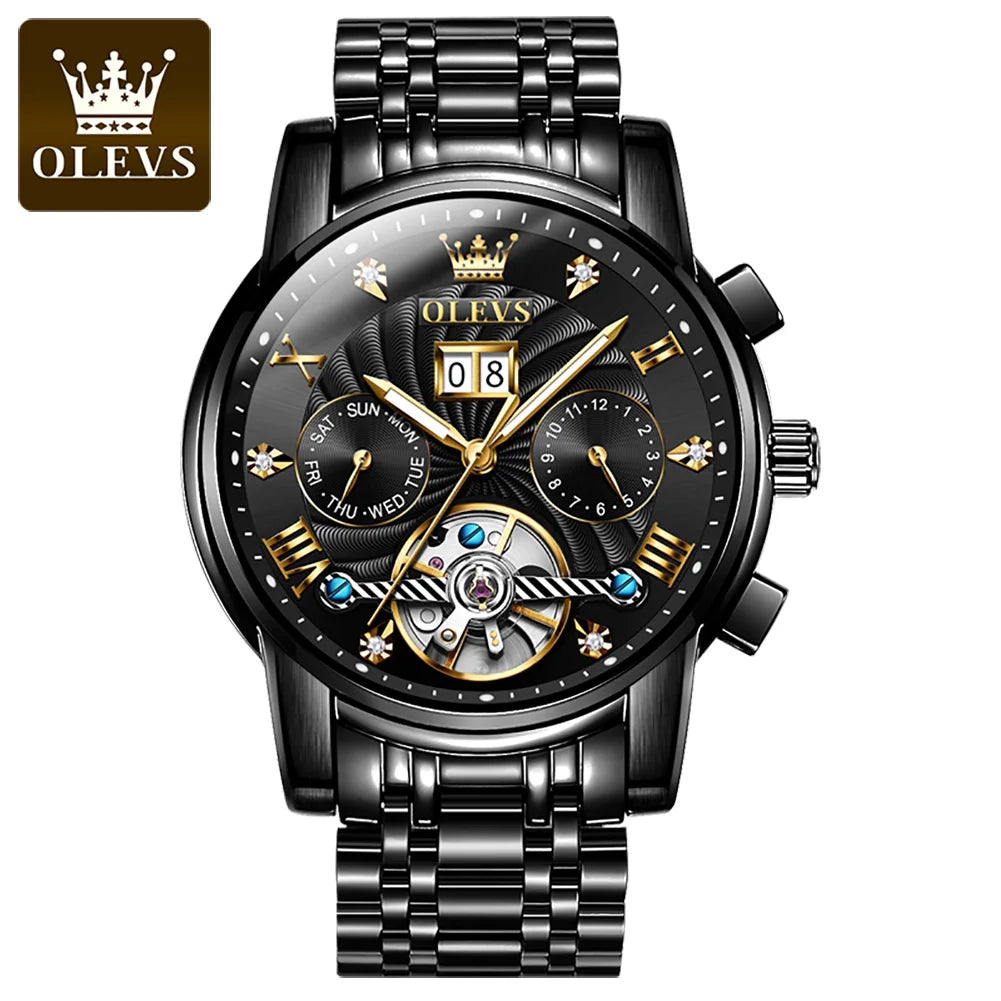 Olevs Tourbillon Mechanical Mens Wrist Watch
