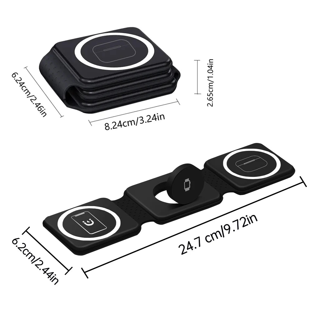 Strong Magnetic Fast Charger Mobile Phone Holder 3 in 1 Foldablw Wireless Chargers for iPhone 17 Pro Max