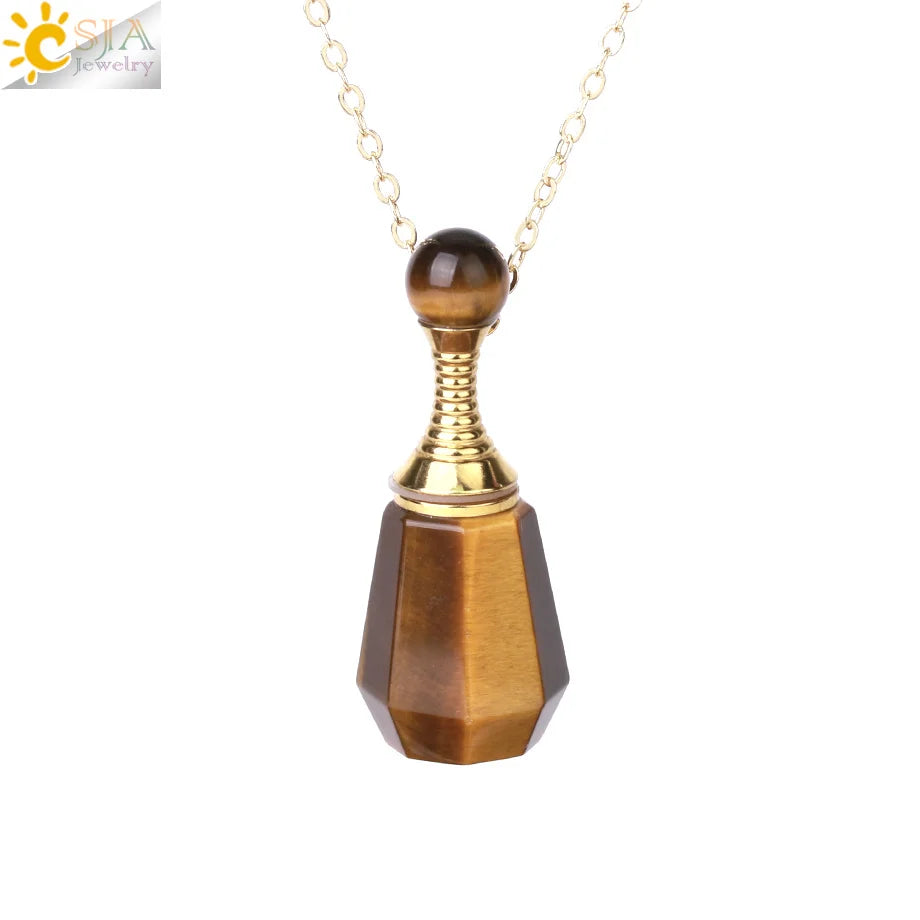 Fillable Crystal Jewelry Natural Stone Pendant Necklace