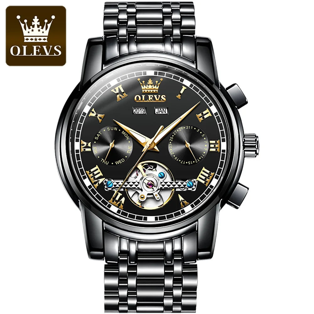OLEVS Men's Automatic Mechanical Watch Tourbillon Waterproof