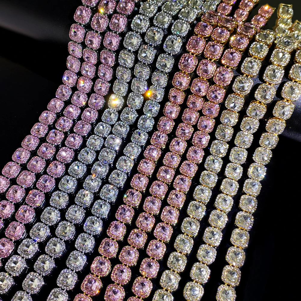Paved Cuban Link Chain Tennis Necklace Women Men 13/14MM Prong Necklace
