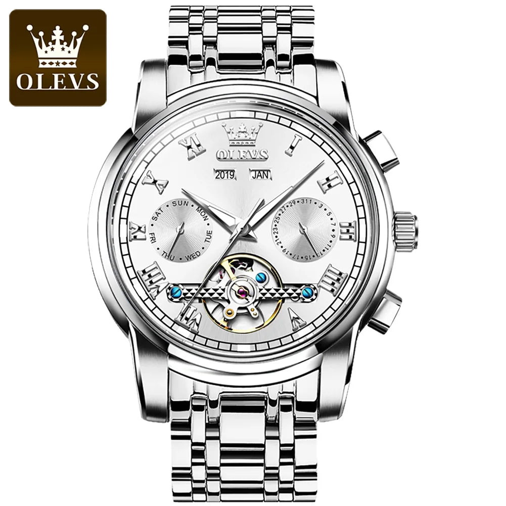 OLEVS Men's Automatic Mechanical Watch Tourbillon Waterproof