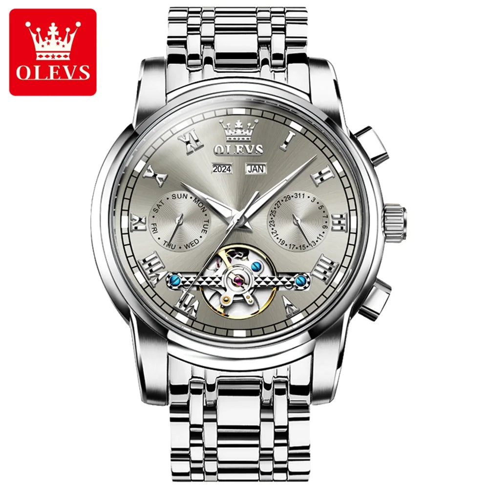 OLEVS Men's Automatic Mechanical Watch Tourbillon Waterproof