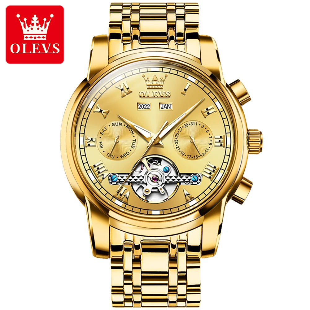 OLEVS Men's Automatic Mechanical Watch Tourbillon Waterproof