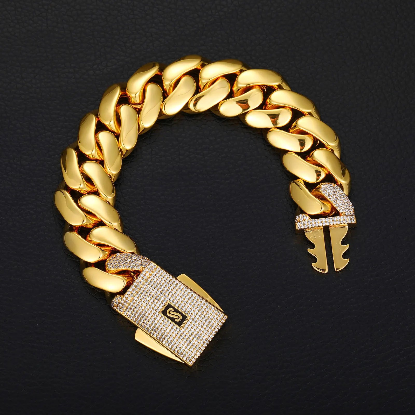 Miami Cuban Link 18K Gold Bracelet Mens
