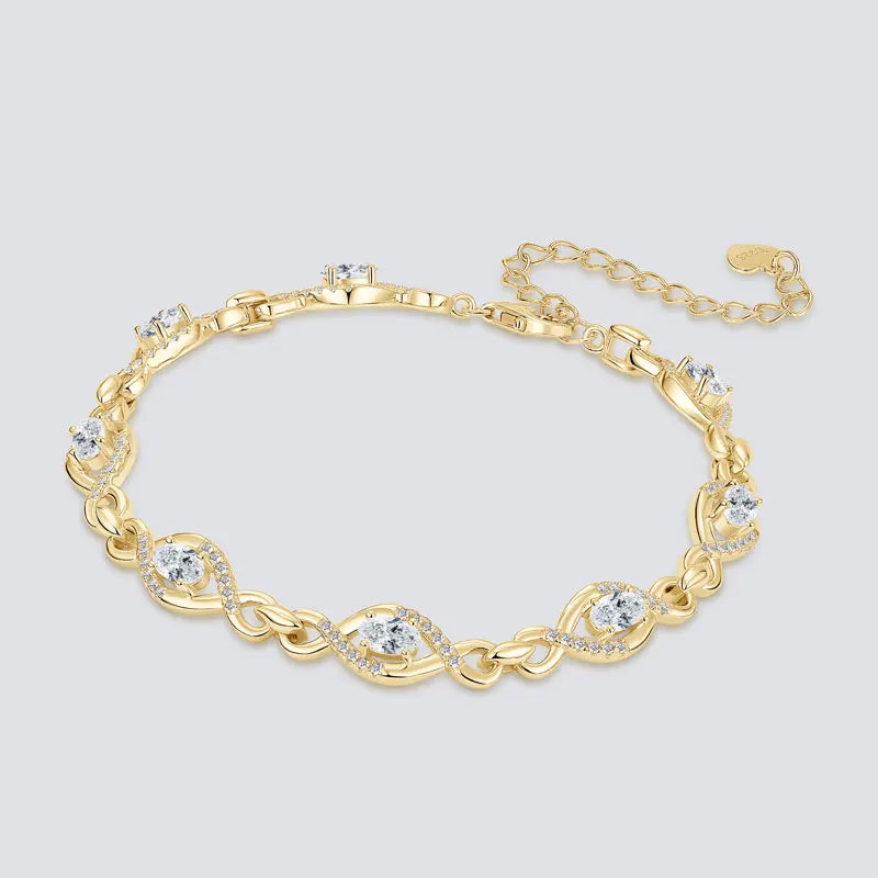 Moissanite Jewelry 925 Silver Fashionable Infinite Link Bracelet for Women Bracelet