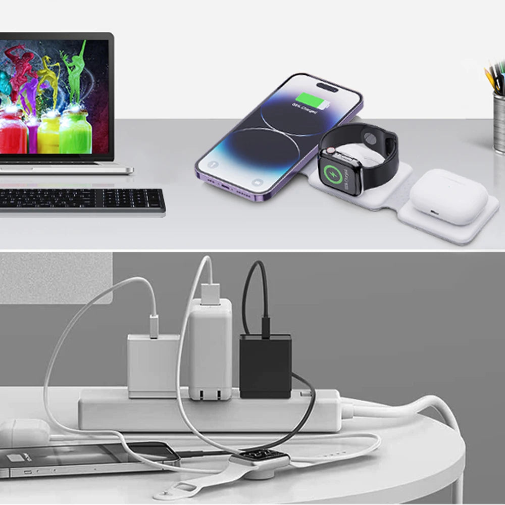 Strong Magnetic Fast Charger Mobile Phone Holder 3 in 1 Foldablw Wireless Chargers for iPhone 17 Pro Max