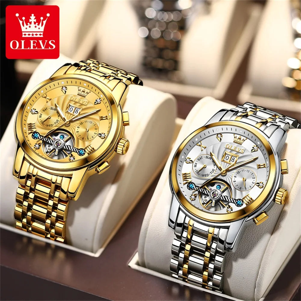 Olevs Tourbillon Mechanical Mens Wrist Watch