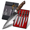 High Quality Professional Handmade Forged Cooking Knife Set 5 Pcs Kitchen Chef Santoku Utility Knife Set