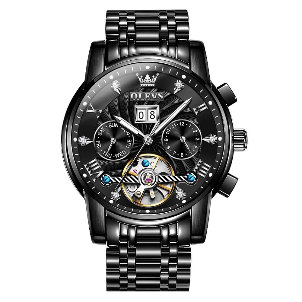 Olevs Tourbillon Mechanical Mens Wrist Watch