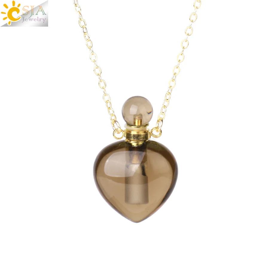 Fillable Crystal Jewelry Natural Stone Pendant Necklace