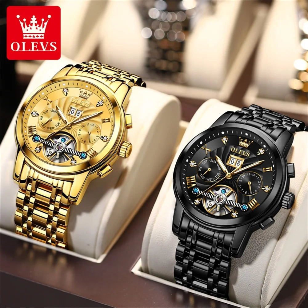 Olevs Tourbillon Mechanical Mens Wrist Watch