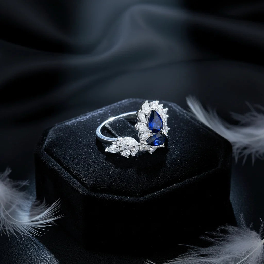 Sapphire Gemstone Ring Prong Setting Pear Shape