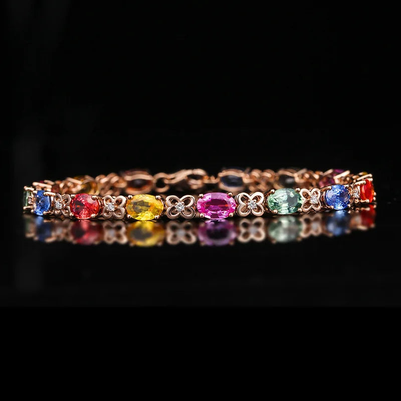 925 Silver Bracelet Exquisite Colored Gemstone Rose Gold And Silver Bracelet