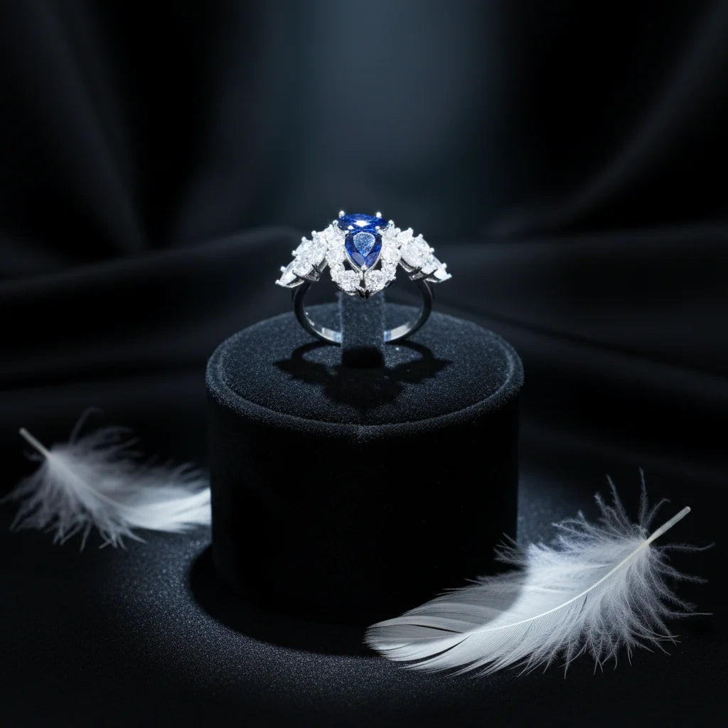 Sapphire Gemstone Ring Prong Setting Pear Shape