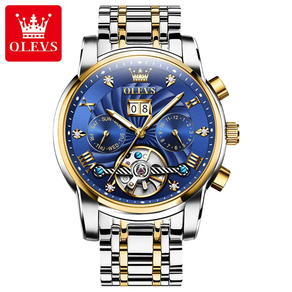 Olevs Tourbillon Mechanical Mens Wrist Watch