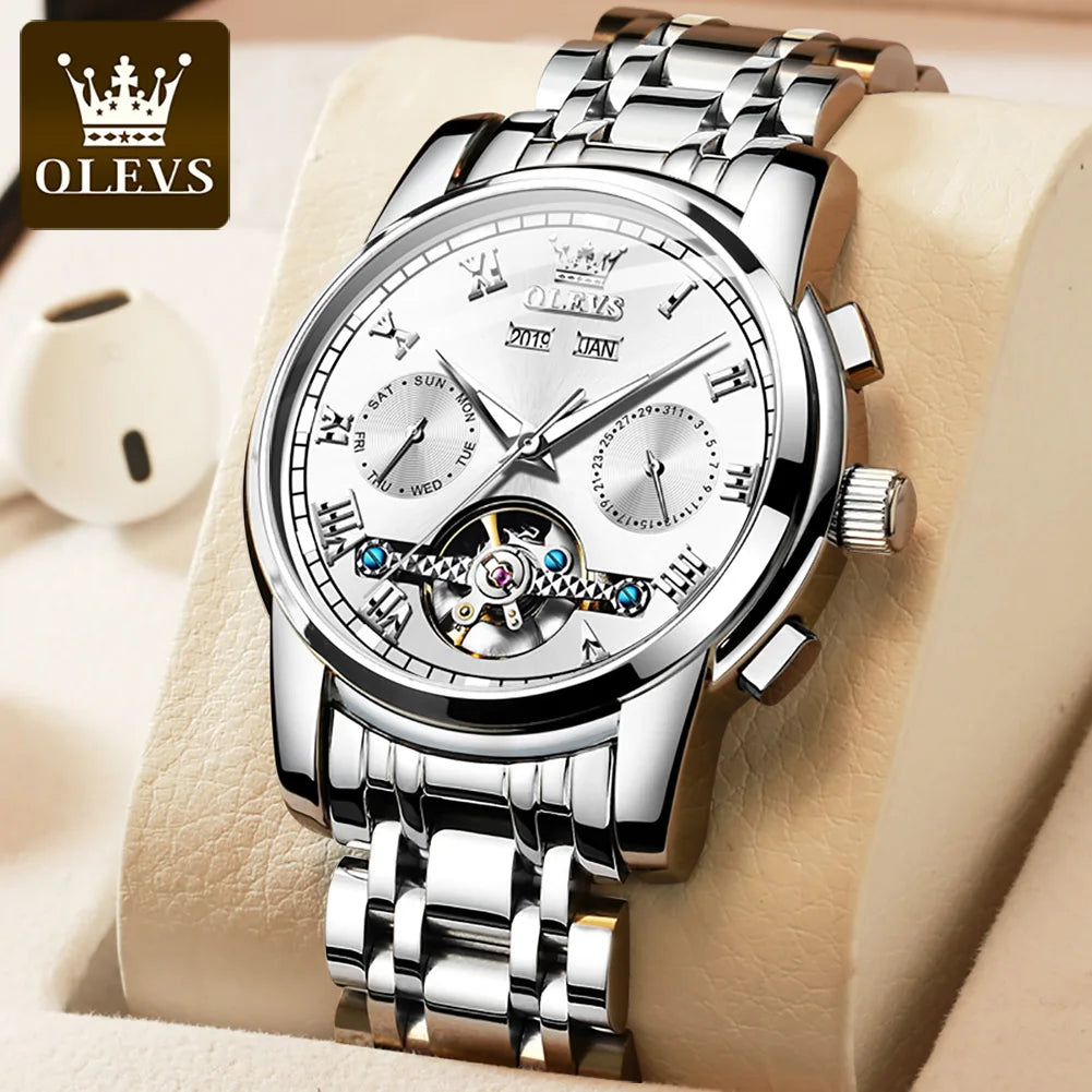 OLEVS Men's Automatic Mechanical Watch Tourbillon Waterproof