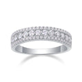 Luxury Three-Row Pave Half Eternity Band Ring S925 Sterling Silver Round Brilliant Cut Moissanite Ring Wedding Stackable Ring