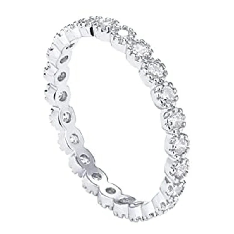 Minimalist Band Ring For Women Versatile Sparkle Accent Fashion Pinky Finger Jewelry