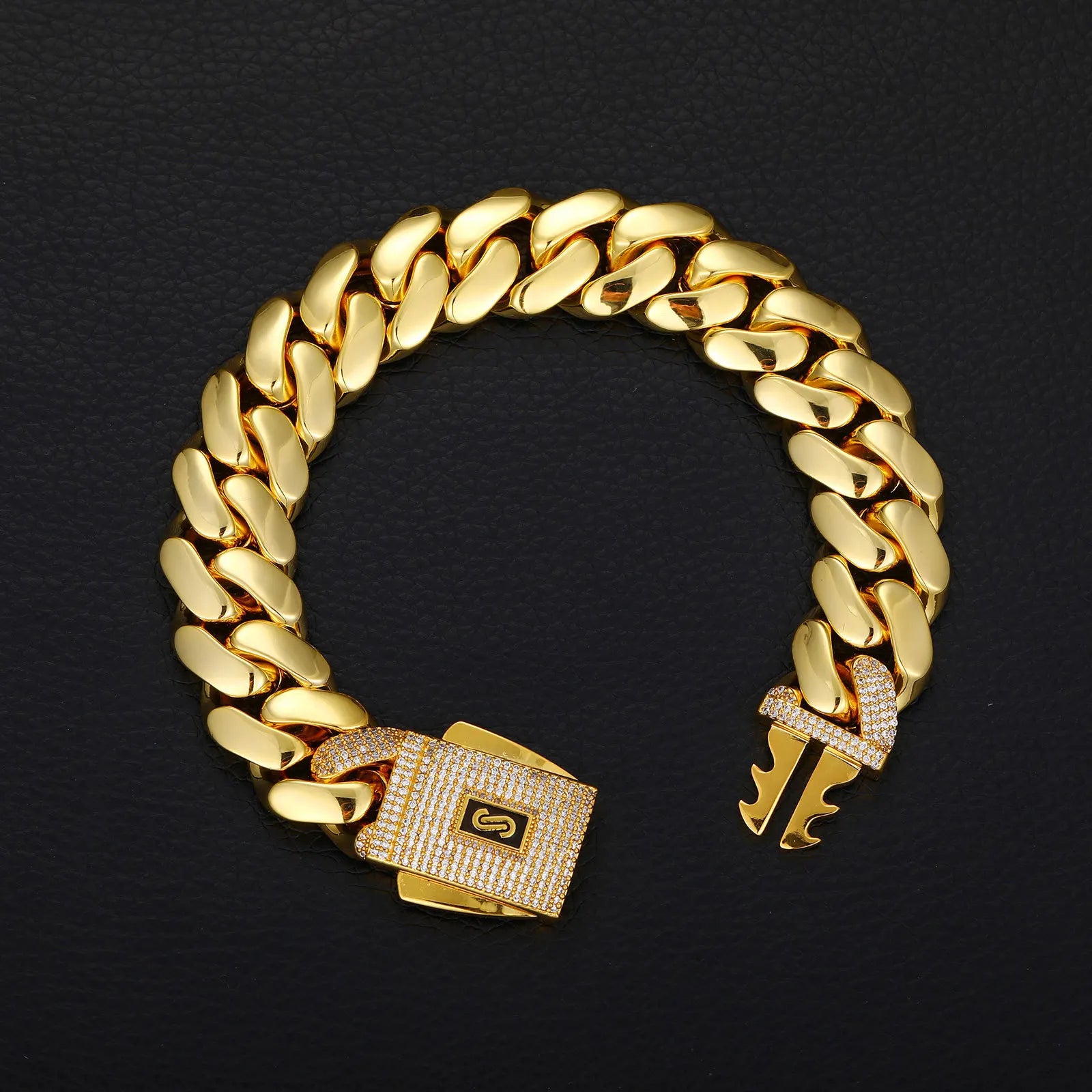 Miami Cuban Link 18K Gold Bracelet Mens