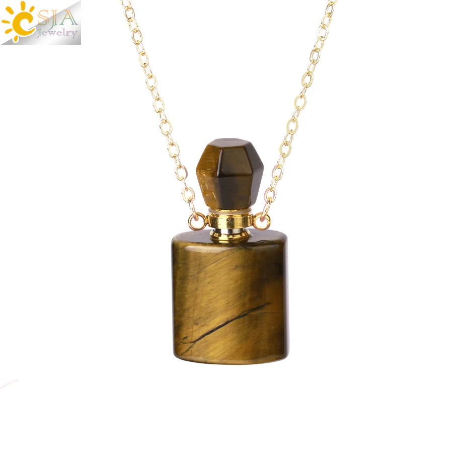 Fillable Crystal Jewelry Natural Stone Pendant Necklace