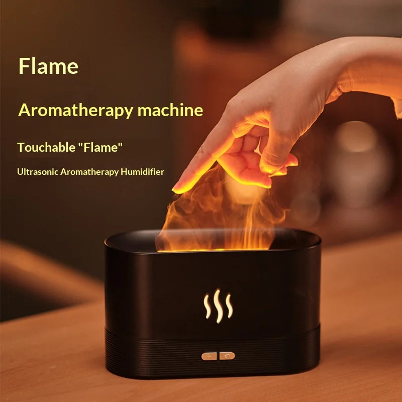 USB Aromatic Simulation Flame Diffuser Plastic Colourful Home Office Gift Ambient Light Desktop 3D Flame Humidifier Atomiser