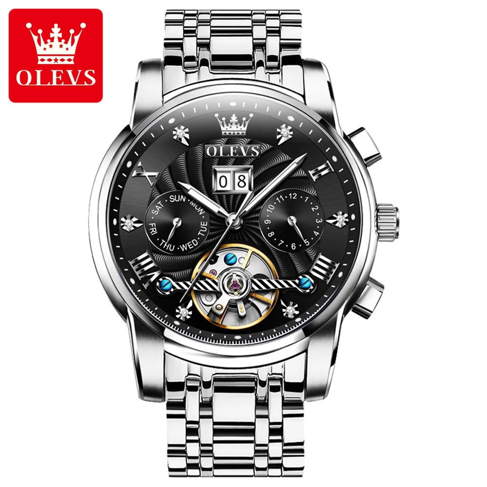 Olevs Tourbillon Mechanical Mens Wrist Watch